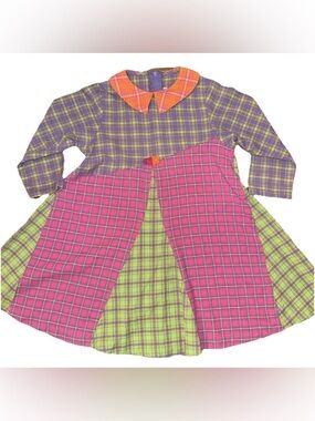 Vtg 80s/90sChicken Noodle San Francisco Dress Size 5 Patchwork Plaid Pink Green